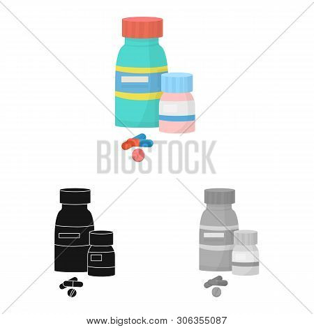 Vector Design Of Bottle  And Pill  Symbol. Collection Of Bottle  And Medical Stock Vector Illustrati