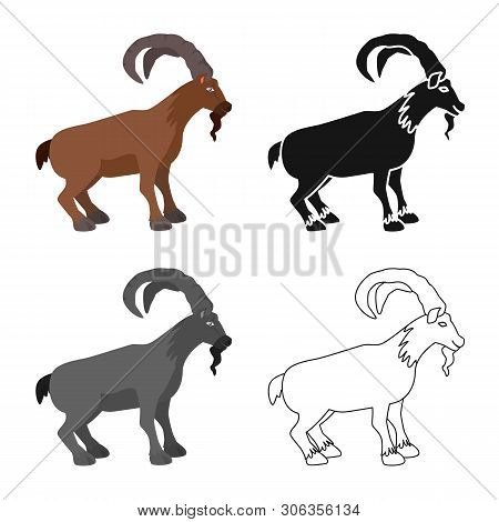 Vector Illustration Of Goat And Mountain  Symbol. Collection Of Goat And Animal Stock Vector Illustr
