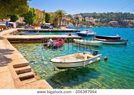 Town Of Cavtat Waterfront View, Konavle In South Dalmatia, Croatia