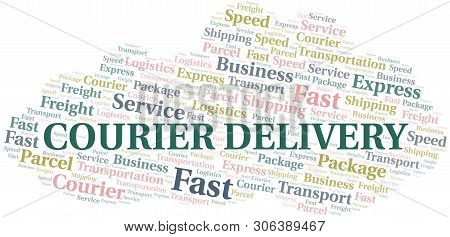 Courier Delivery Word Cloud. Wordcloud Made With Text Only.