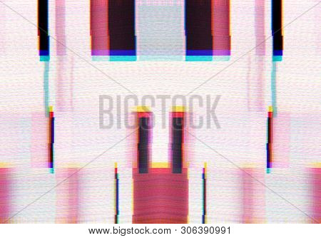 Abstract Background With Glitch Scanlines In Tv Style