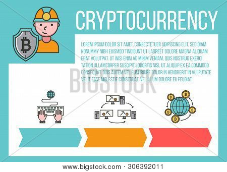 Cryptocurrency Market Illustration. Cryptocurrency Site Wireframe, Bitcoin Business Web Page, Crypto