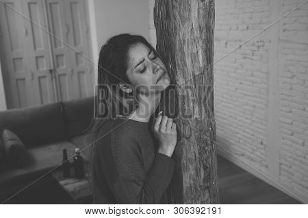 Woman Victim Of Domestic Violence And Abuse Feeling Alone And Depressed