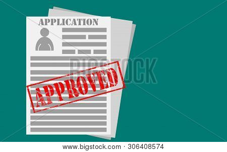 Approved Stamp With Application Document, 3d Rendering