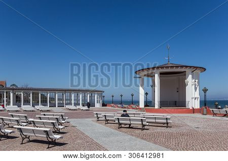 Benches Overlooking The Sea In Binz On Rugen Island, Germany