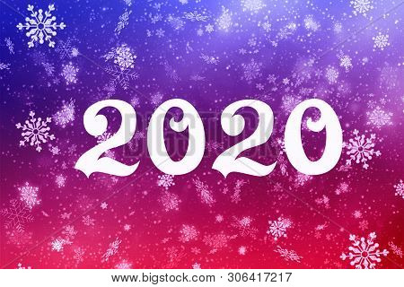 New Year-2020. New Year`s Composition, The Concept Of The New Year. Inscription 2020 Red Background 