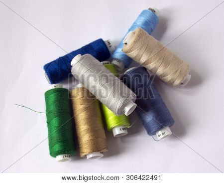 ..tools For Sewing And Needlework. Hobby. Multi-colored Sewing Thread.