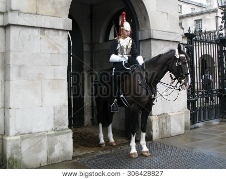 London, United Kingdom - July 03, 2008: A Cavalryman Of The Blues And Royals Cavalry Regiment On Dut