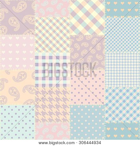 Patchwork Textile Pattern. Seamless Quilting Design Background.