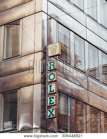 Editorial 27.03.2019 Stockholm Sweden. Rolex Watch Shop In The Central City At Drottning Gatan Stree
