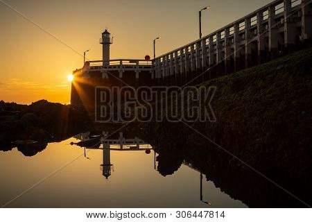 Sunset By The Pier In Nieuwpoort - Belgium