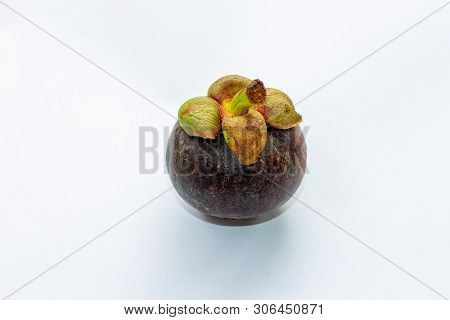 Isolated Mangosteen On White Background. Mangosteen Is A Queen Of Fruit In Thailand And Asia Fruit H