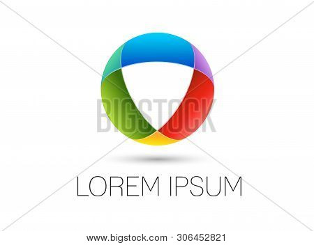 High Tech Colorful Abstract Icon - 3d Vector Logo,