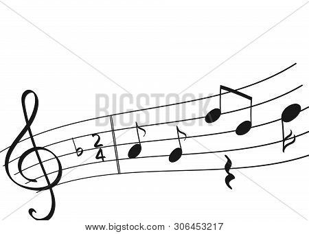 Doodle Set Of Isolated Music Note. Cute Scetchy Symbol.  Vector Icon Illustration. Melody Key For Gr