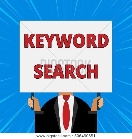 Handwriting Text Writing Keyword Search. Concept Meaning Using Word Or Term To Look Correct Subject 