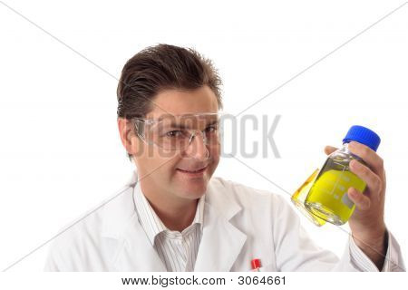Vědec s laboratorní láhve