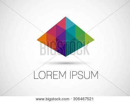 High Tech Colorful Abstract Icon. Colorful Perspective Pyraid