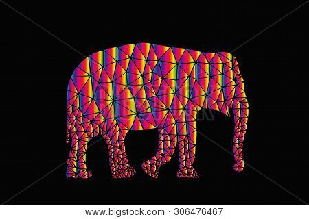 Vector Elefant Animal Polygonal Geometric On Black Background