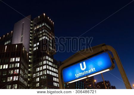 Berlin, Germany - December 18, 2017: Spittelmarkt Station In Berlin Subway Located Near To The Spree