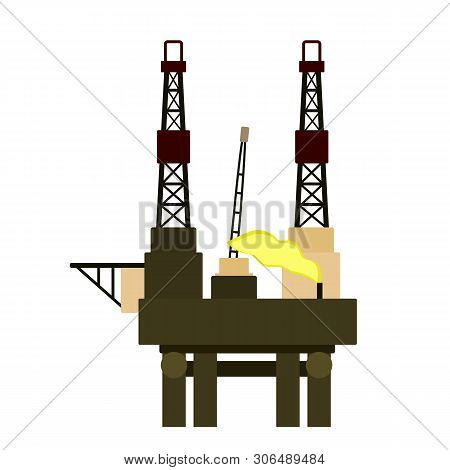 Oil Platform Flat Illustration. Technology And Everyday Objects Series.