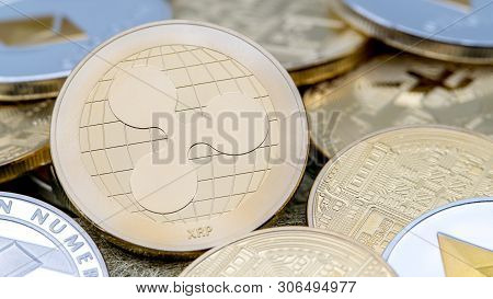 Physical Metal Golden Ripplecoin Currency Over Others Coins. Ripple Coin