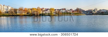 View Of Upper Town And Traetskae Pradmestse Or Trinity Suburb And Island Of Tears Chapel Or Island O