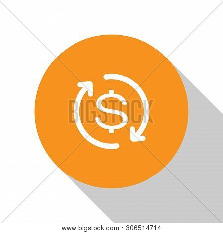 White Return Of Investment Icon Isolated On White Background. Money Convert Icon. Refund Sign. Dolla