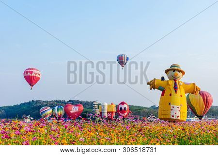 Chiangrai Thailand - Febuary 13 2019 : Singha Park Chiangrai International Balloon Fiesta 2019 In Si
