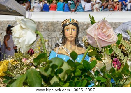 Salvador, Brazil - 2 February 2019: People During The Celebration Of Yemanja At Salvador Bahia On Br