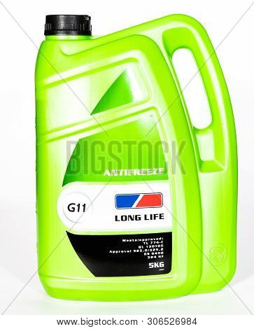Single Motor Antifreeze Bottle Isolated On White Background
