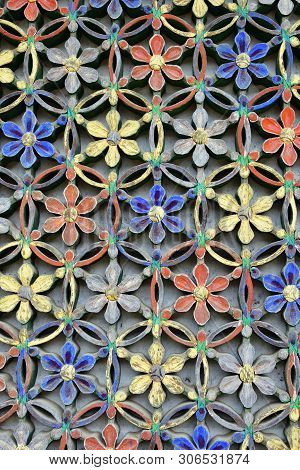 Traditional Korean Wood Carving. Detail Of The Buddhist Monastery Building Bohen In North Korea.