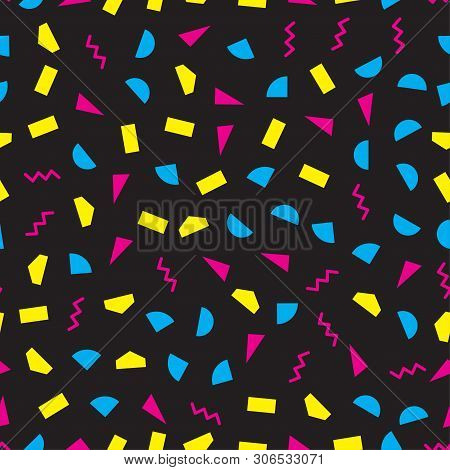 Abstract Geometric Seamless Pattern With Cmyk Colors. Background For Typography, Printing House, Col