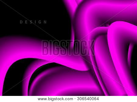 Abstract Pink Blurry Future Smooth Light Lines Vector Background. Horizontal Futuristic Color Banner