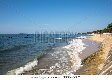 Boats Moored  In Archachon Bay, Gironde, France