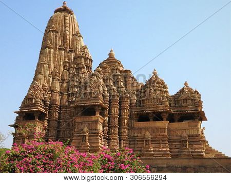Devi Jagdamba Temple, Sunset At Western Group Of Temples, Khajuraho, Madhya Pradesh, India. Its An U