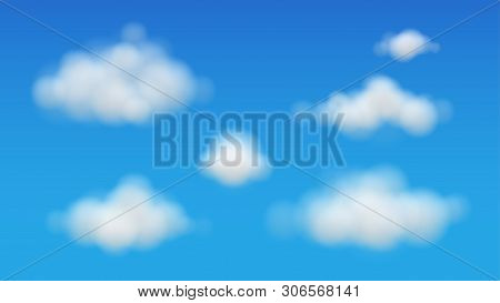 Clouds Fluffy Illustration Floating On Blue Sky Vector  Background