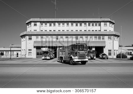 Fire Department - A Heavy Rescue Vehicle Leaves The Fire Station For Action
