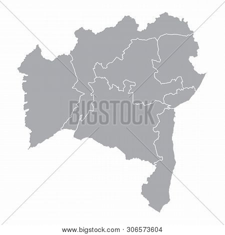 Bahia State Regions Map Isolated On White Background