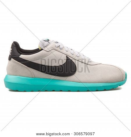 Vienna, Austria - August 10, 2017: Nike Roshe Ld 1000 Qs Platinum, Green And Black Sneaker On White 