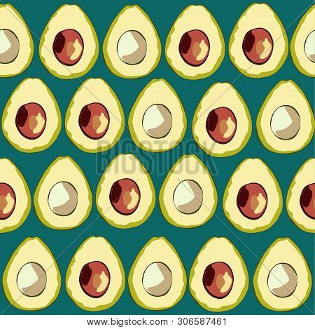Avocados Seamless Surface Pattern, Avocado Fruit  Healthy Food Repeat Pattern For Home Textile, Kitc