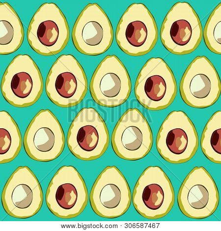 Avocados Seamless Surface Pattern, Avocado Fruit  Healthy Food Repeat Pattern For Home Textile, Kitc