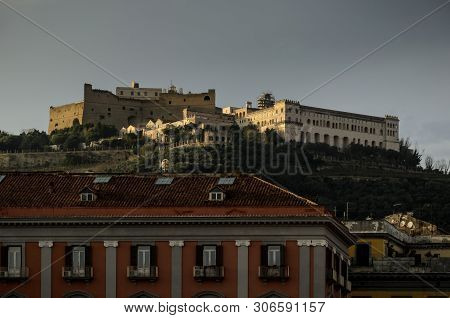 View Off Castle Of Saint Elmo In Naples During Sunset, Italy