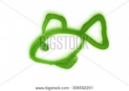 Graffiti Fish Sign Sprayed On White Isolated Background