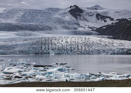 Melting Tongue Of The Breidamerkurjokull Glacier Summer Season