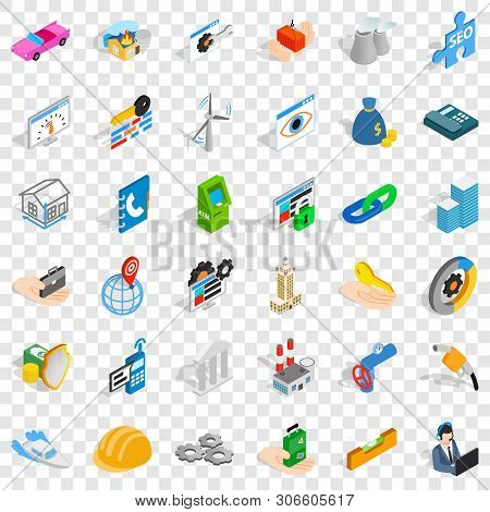 Adress Icons Set. Isometric Style Of 36 Adress Vector Icons For Web For Any Design