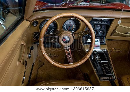Paaren Im Glien, Germany - June 08, 2019: Interior Of Sports Car Chevrolet Corvette Stingray (c3). D