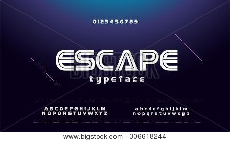 Modern Sport Urban Font Alphabet Uppercase Lowercase And Number. Technology Game Regular Fonts. Vect