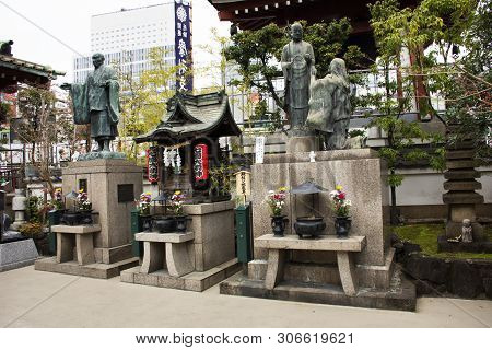 Japanese People And Foreigner Travelers Praying Buddha God And Angel Statue Inside Of Marishiten Tok