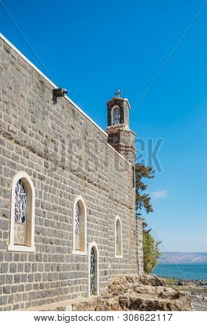 Church of the primacy of Peter at the coast of Kineret lake in Israel
