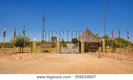 Mariental, Namibia - March 25, 2019 : Entry Gate To The Lapa Lange Game Lodge In Southern Namibia, O